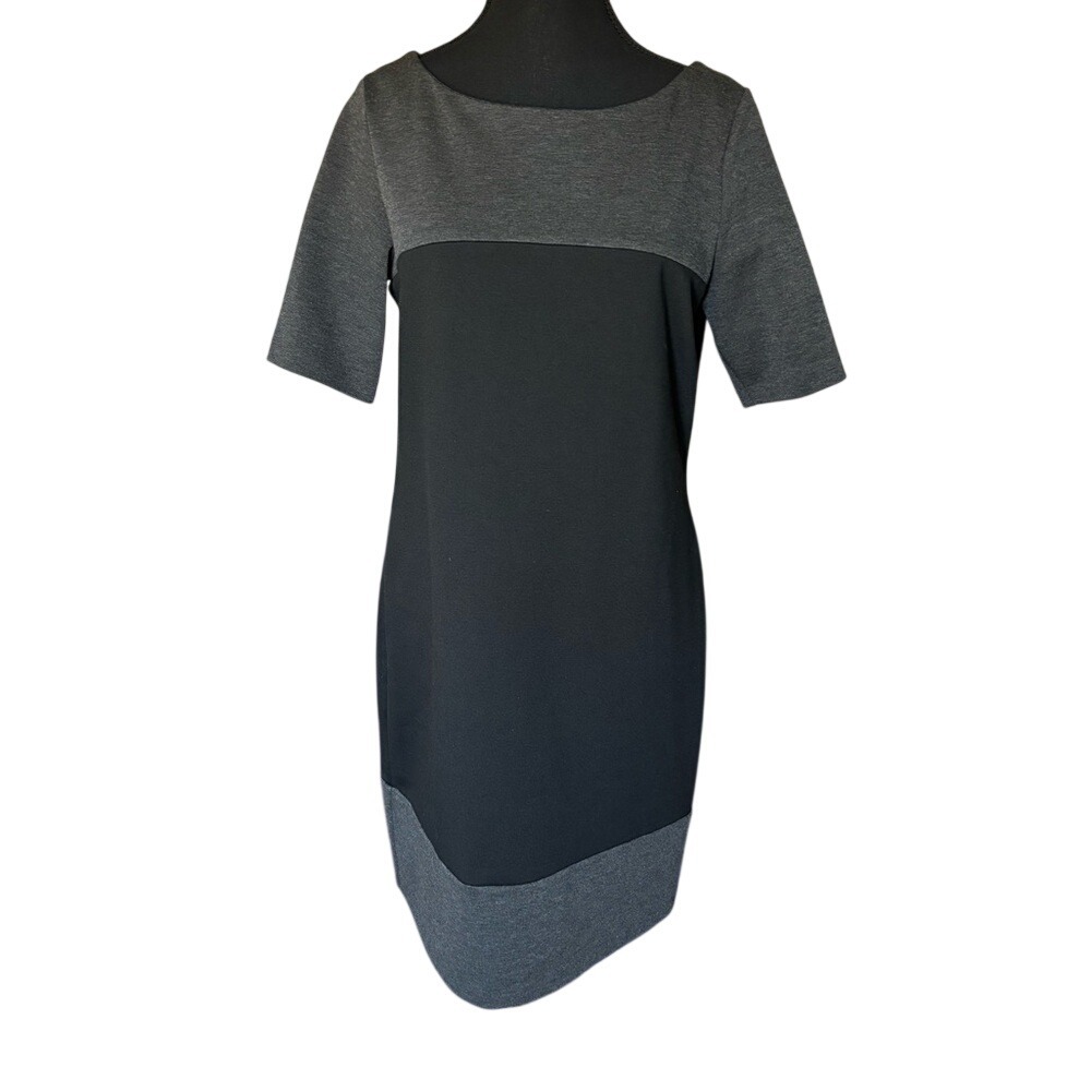 Jones‎ New York Black and White  Sheath Midi  Dress w/ Bateau Neckline Size 10P